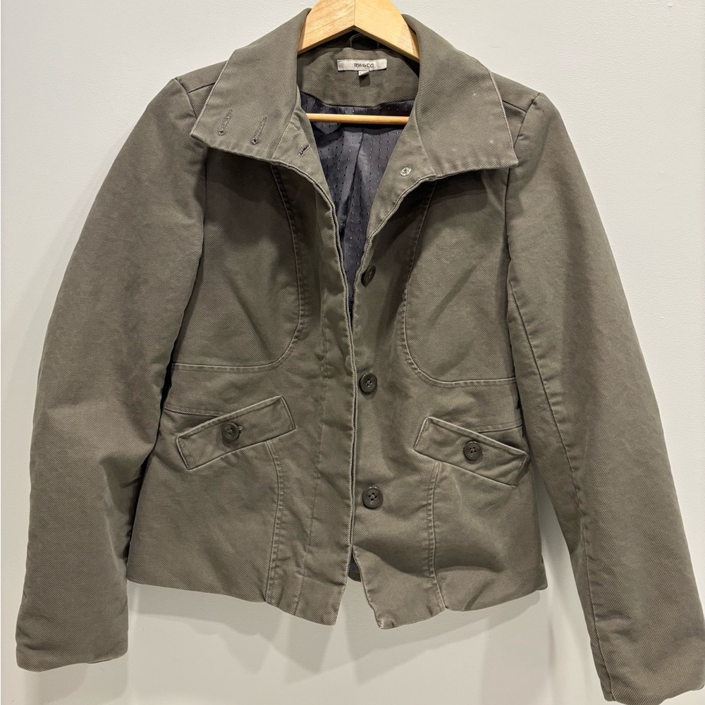 RW&CO. Olive Green Women's Button-Front Blazer Jacket